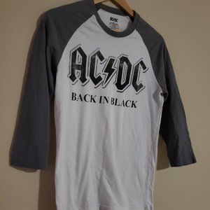 AC/DC | Tops | Ac Dc Back In Black White And Grey Tshirt M | Poshmark